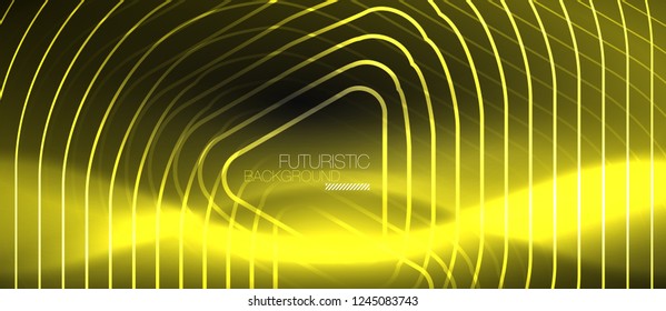 Dark black abstract background with neon colors and lines, vector design