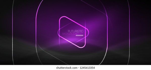 Dark black abstract background with neon colors and lines, vector design