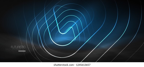 Fondo abstracto negro oscuro con colores y líneas de neón, diseño vectorial
