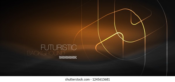 Dark black abstract background with neon colors and lines, vector design