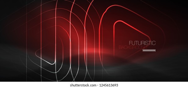 Dark black abstract background with neon colors and lines, vector design