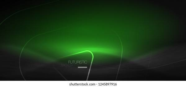 Dark black abstract background with neon colors and lines, vector design
