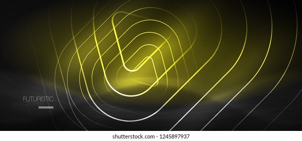 Fondo abstracto negro oscuro con colores y líneas de neón, diseño vectorial