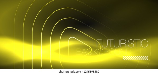 Dark black abstract background with neon colors and lines, vector design