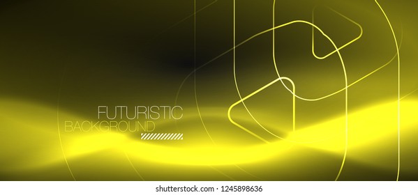 Fondo abstracto negro oscuro con colores y líneas de neón, diseño vectorial