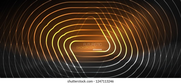 Dark black abstract background with neon colors and lines, vector design