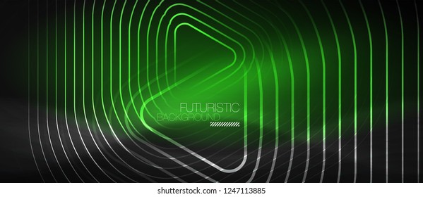 Dark black abstract background with neon colors and lines, vector design
