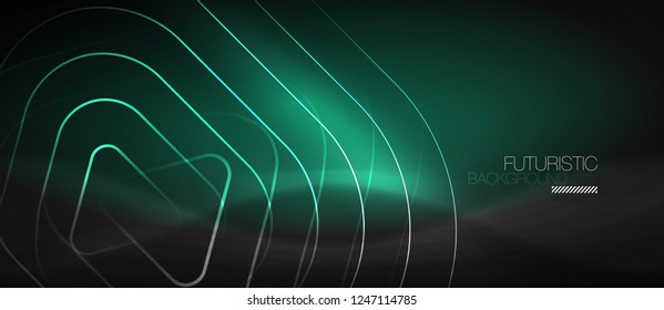 Fondo abstracto negro oscuro con colores y líneas de neón, diseño vectorial