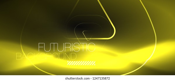 Dark black abstract background with neon colors and lines, vector design