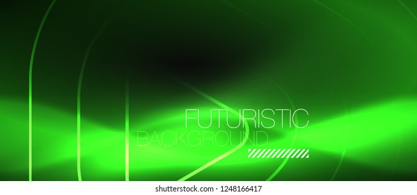 Fondo abstracto negro oscuro con colores y líneas de neón, diseño vectorial