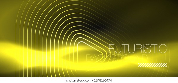 Dark black abstract background with neon colors and lines, vector design