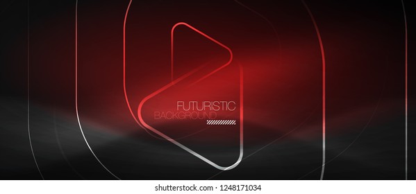 Dark black abstract background with neon colors and lines, vector design