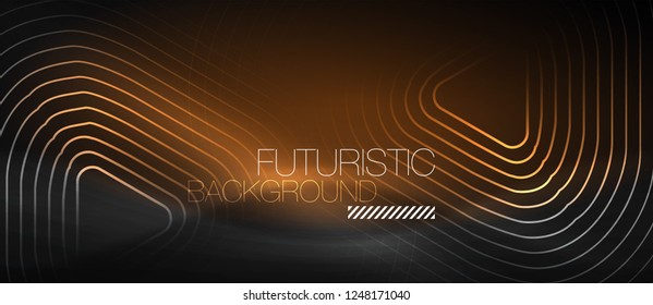 Dark black abstract background with neon colors and lines, vector design