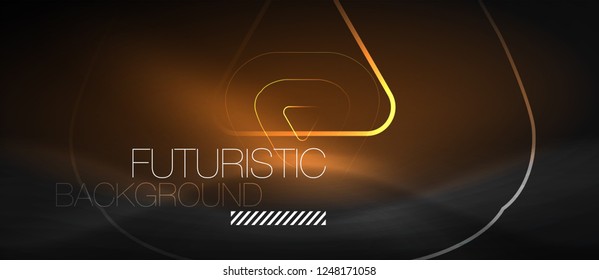 Dark black abstract background with neon colors and lines, vector design