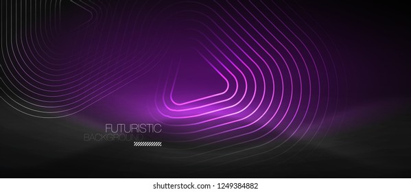 Fondo abstracto negro oscuro con colores y líneas de neón, diseño vectorial