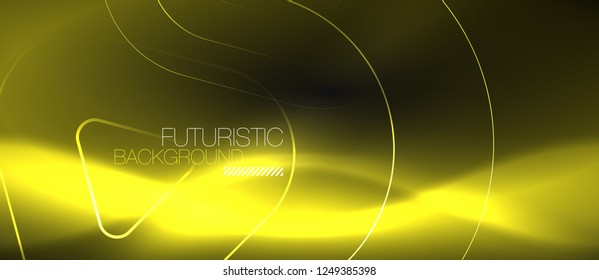 Dark black abstract background with neon colors and lines, vector design