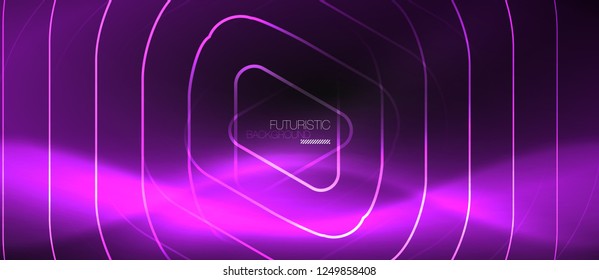 Dark black abstract background with neon colors and lines, vector design
