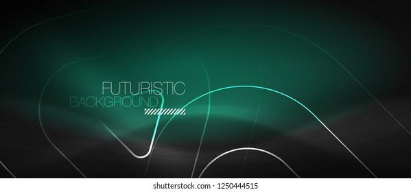 Fondo abstracto negro oscuro con colores y líneas de neón, diseño vectorial