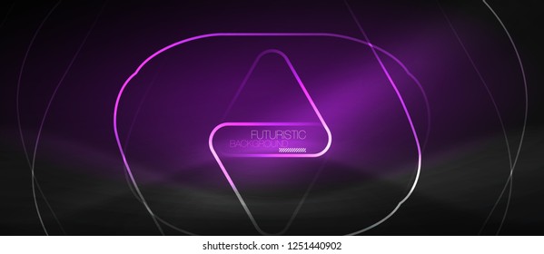 Dark black abstract background with neon colors and lines, vector design