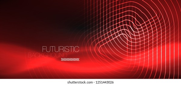 Dark black abstract background with neon colors and lines, vector design