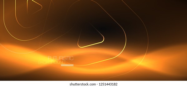 Dark black abstract background with neon colors and lines, vector design