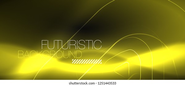 Dark black abstract background with neon colors and lines, vector design