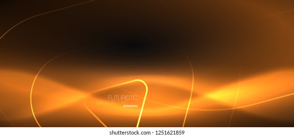 Dark black abstract background with neon colors and lines, vector design