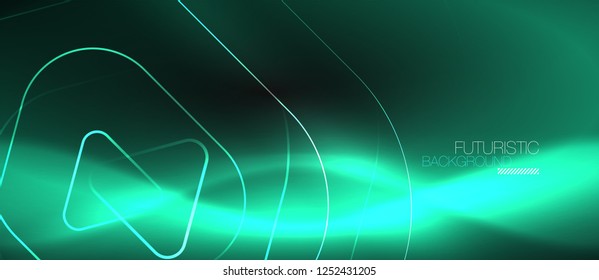 Dunkel schwarz abstrakter Hintergrund mit Neon-Farben und -Linien, Vektordesign