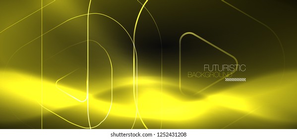 Dark black abstract background with neon colors and lines, vector design