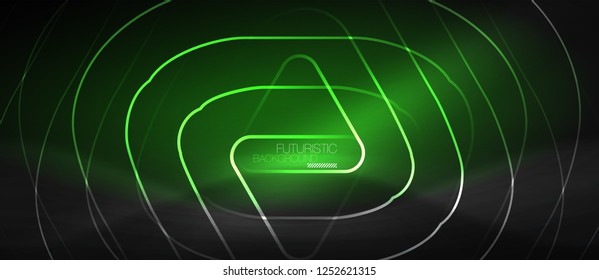 Dark black abstract background with neon colors and lines, vector design