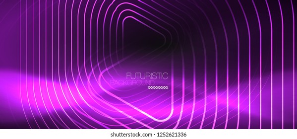 Fondo abstracto negro oscuro con colores y líneas de neón, diseño vectorial