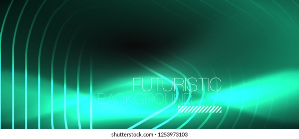 Dark black abstract background with neon colors and lines, vector design