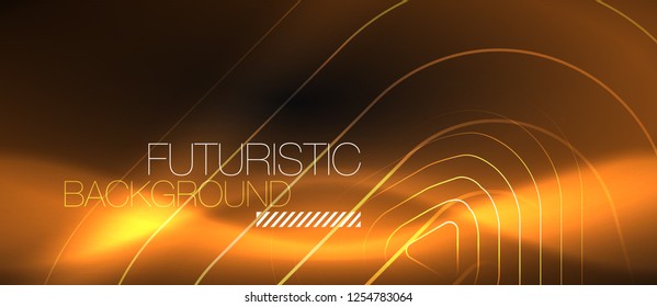 Fondo abstracto negro oscuro con colores y líneas de neón, diseño vectorial