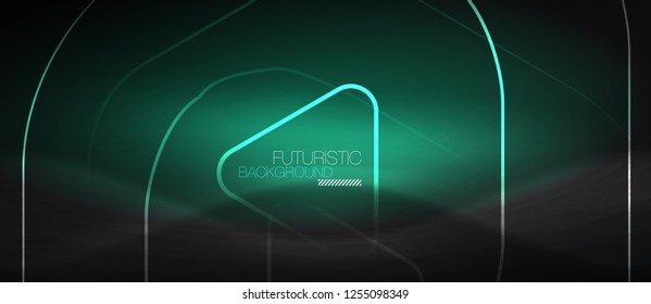 Fondo abstracto negro oscuro con colores y líneas de neón, diseño vectorial