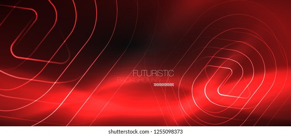 Dark black abstract background with neon colors and lines, vector design
