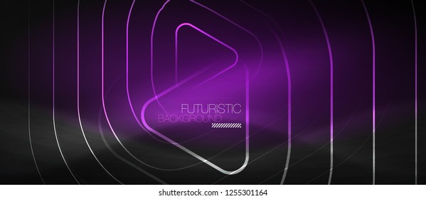 Dark black abstract background with neon colors and lines, vector design