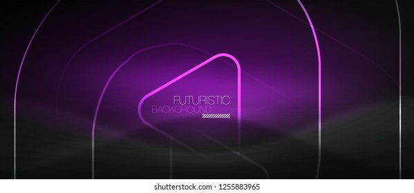 Dark black abstract background with neon colors and lines, vector design