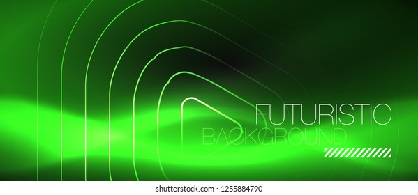 Dark black abstract background with neon colors and lines, vector design