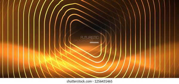 Dark black abstract background with neon colors and lines, vector design