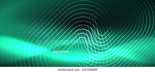 Dunkel schwarz abstrakter Hintergrund mit Neon-Farben und -Linien, Vektordesign