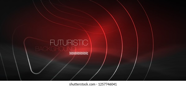 Fondo abstracto negro oscuro con colores y líneas de neón, diseño vectorial