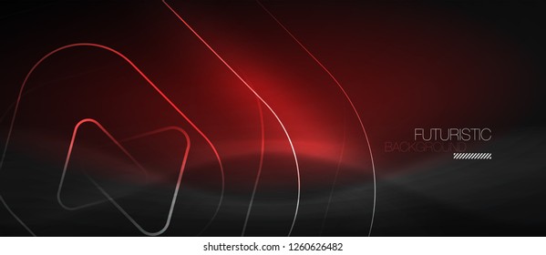 Dark black abstract background with neon colors and lines, vector design