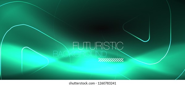 Dunkel schwarz abstrakter Hintergrund mit Neon-Farben und -Linien, Vektordesign