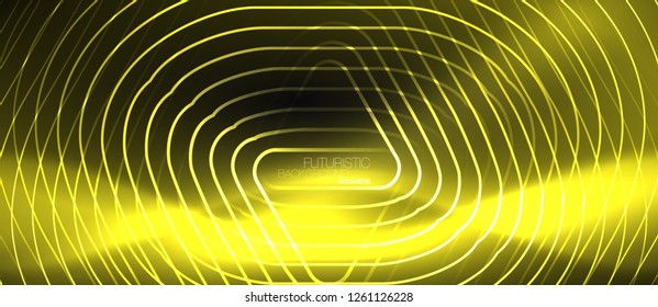 Dark black abstract background with neon colors and lines, vector design