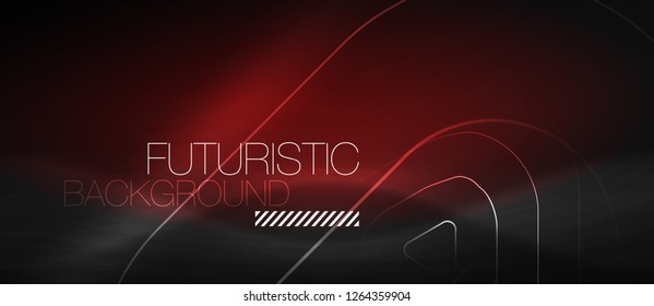 Dark black abstract background with neon colors and lines, vector design