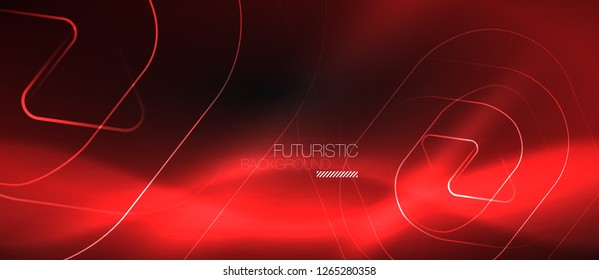 Fondo abstracto negro oscuro con colores y líneas de neón, diseño vectorial