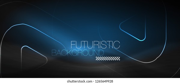 Dark black abstract background with neon colors and lines, vector design