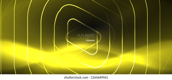 Dunkel schwarz abstrakter Hintergrund mit Neon-Farben und -Linien, Vektordesign
