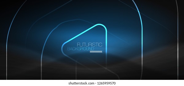 Fondo abstracto negro oscuro con colores y líneas de neón, diseño vectorial