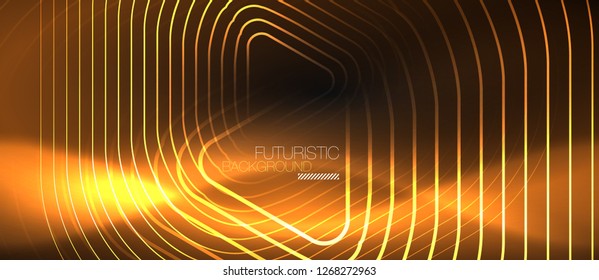Dark black abstract background with neon colors and lines, vector design